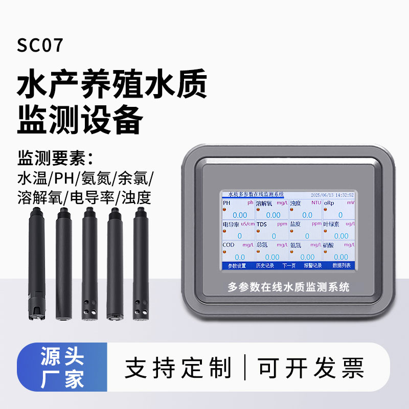 水產(chǎn)水質(zhì)監(jiān)測參數(shù)（水溫、ph、氨氮、余氯、溶解氧、電導率、濁度）