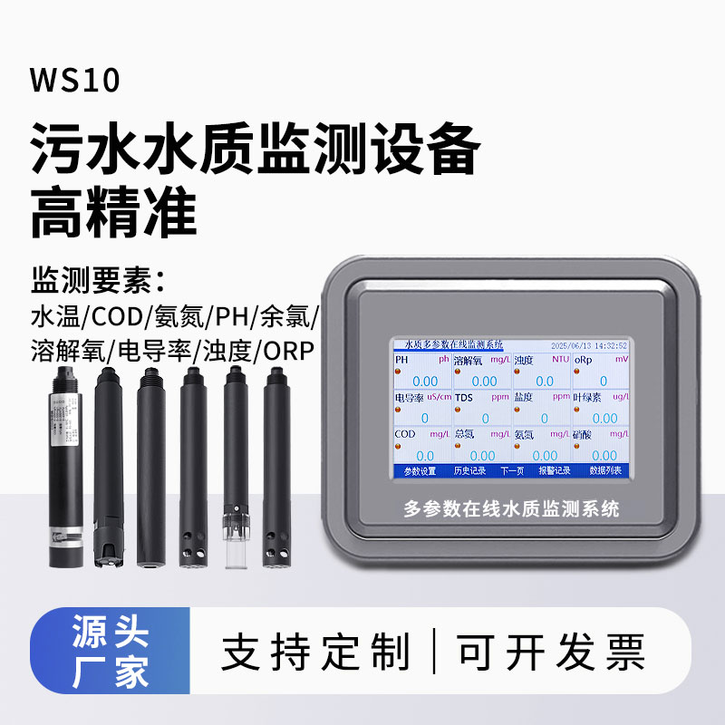 污水水質(zhì)監(jiān)測參數(shù)（水溫、COD、氨氮、ph、余氯、溶解氧、電導率、濁度、orp）